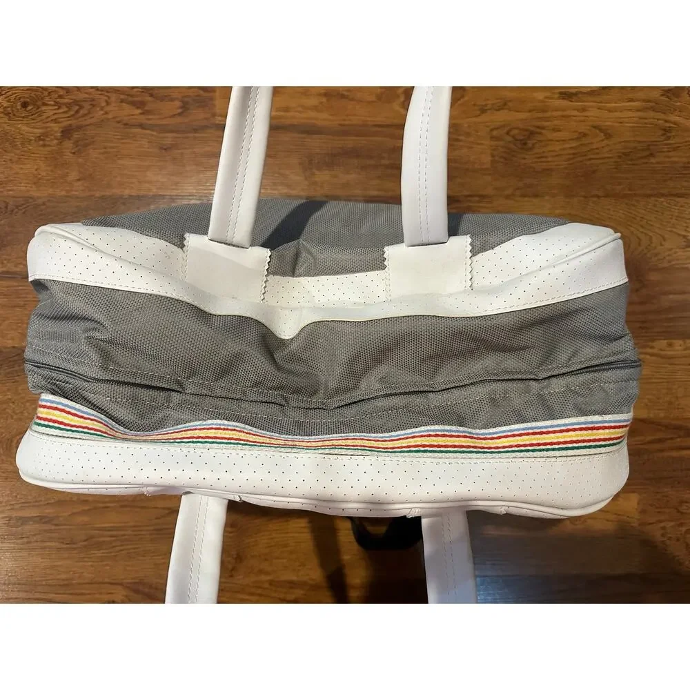 Le Coq Sportif Weekender Travel Bag Gray White Duffel Preppy Chic 20x14x8